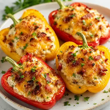 Keto Creamy Bacon & Cheese Stuffed Peppers