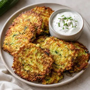 Keto Zucchini Fritters with Sour Cream Dip